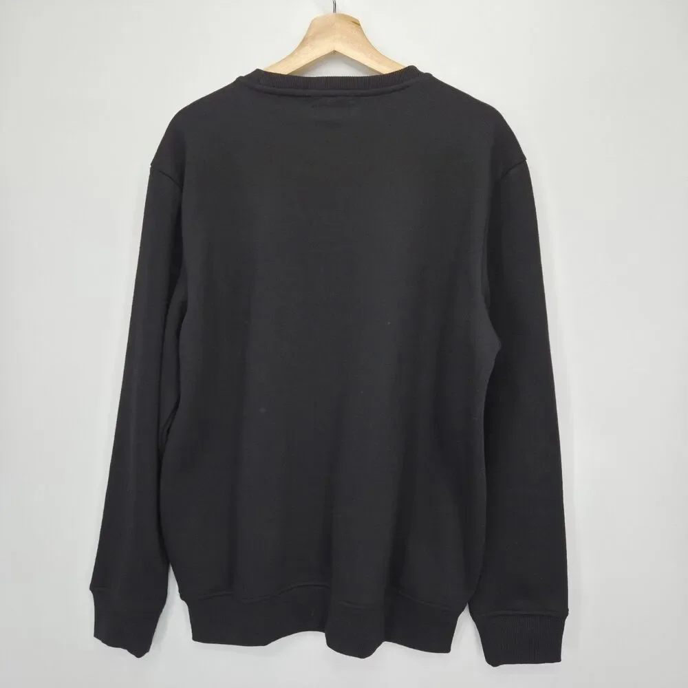 New True Religion Mens Embossed Arch Crewneck Sweatshirt Black Red Large
